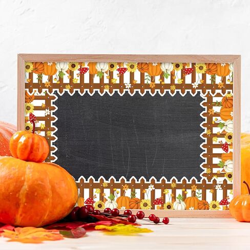 JarThenaAMCS 32.8Ft Pumpkin Bulletin Board Border Watercolor Pumpkin Sunflower Fence Die Cut Trim Border Roll for Fall Classroom Chalkboard School in Saudi Arabia