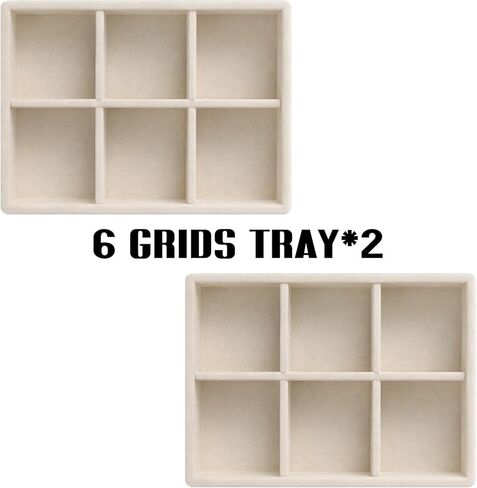 2 Pcs Jewelry Drawer Organizer Trays, Jewelry-Storage Tray, Stackable Jewelry Organizer Trays, Mini Jewelry-Drawer Organizers, Container Display Case for Earrings, Bracelets, Necklace (Beige) in Saudi Arabia