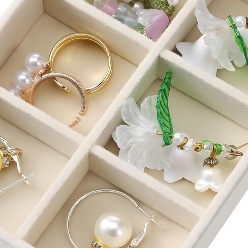 2 Pcs Jewelry Drawer Organizer Trays, Jewelry-Storage Tray, Stackable Jewelry Organizer Trays, Mini Jewelry-Drawer Organizers, Container Display Case for Earrings, Bracelets, Necklace (Beige) in Saudi Arabia