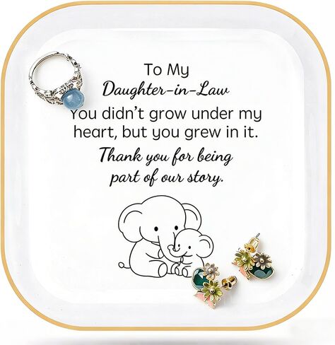 PUDDING CABIN هدايا عيد ميلاد لابنتها في طبق المجوهرات شكرًا لكونك بعيدًا عن قصتي - هدايا عيد الأم لابنتها في حفل الزفاف، طبق حلية من السيراميك مقاس 10.16 سم in Kuwait