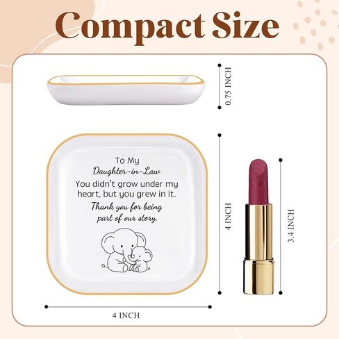 PUDDING CABIN هدايا عيد ميلاد لابنتها في طبق المجوهرات شكرًا لكونك بعيدًا عن قصتي - هدايا عيد الأم لابنتها في حفل الزفاف، طبق حلية من السيراميك مقاس 10.16 سم in Kuwait