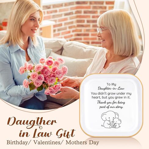 PUDDING CABIN هدايا عيد ميلاد لابنتها في طبق المجوهرات شكرًا لكونك بعيدًا عن قصتي - هدايا عيد الأم لابنتها في حفل الزفاف، طبق حلية من السيراميك مقاس 10.16 سم in Kuwait