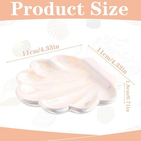 Seashell Ceramic Jewelry Tray Pearlescent Seashell Jewelry Holder Decorative Ring Holder Dish Cute Trinket Dish for Birthday Gifts Home Decor Vanity Accessories in Saudi Arabia