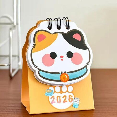 قطعتان من تقويم مكتب القطط 2026، جدول يومي للجدول، منظم سنوي لديكور سطح المكتب، لوازم المكتب، 10.5 * 5.8 سم (قطة سوداء) in Saudi Arabia
