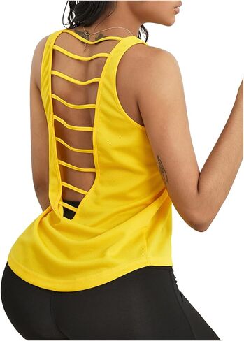 OYOANGLE Women's Workout Tank Top Cut Out Backless Running Sports Athletic Sleeveless Tops in Kuwait