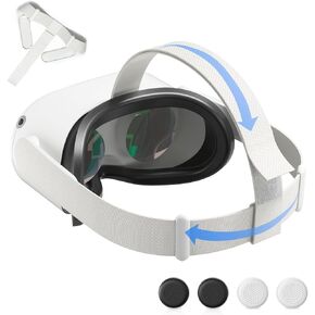 DUXICEPIN Original Head Strap for Oculus Quest 2, Replacement Head Strap for Meta Quest 2, VR Accessories with 2 Pair Thumb Grip Caps,Oculus Quest 2 Head Strap,Meta Quest 2 Head Strap