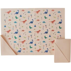 Austin Baby Co Silicone On-The-Go Foldable Placemat | Portable, BPA-Free, Easy to Clean and Perfect for Travel for Babies, Toddlers and Kids. (Dinosaur Warm Cream)