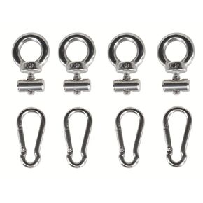 4 Sets M4 Track Bolts, Eye Bolts with Spring Hook, Stainless Steel Kayak Track Mount Tie Down Eyelet Rail for Ropes Anchoring