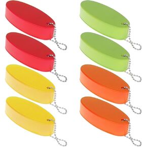 8Pcs Foam Floating Keychain Oval Shaped Foam Floating Key Ring Foam Floater Key Chain for Boating Fishing Surfing Sailing and Outdoor Sports, 4 Colors