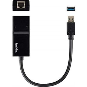 محول Belkin USB 3.0 إلى Gigabit Ethernet - كابل USB 3.0 إلى Ethernet متوافق مع أجهزة منافذ USB 3.0 - 1 جيجابت في الثانية جيجابت إيثرنت - يدعم 10/100/1000 ميجابت في الثانية على منافذ USB 3.0