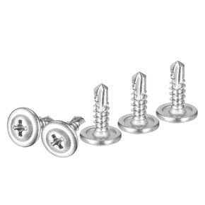 #10x3/4 Sheet Metal Screws - 100Pack - for Wood, Furniture - 410 Stainless Steel Phillips Round Head Washer Drill Tail Self Tapping Screws - Silver