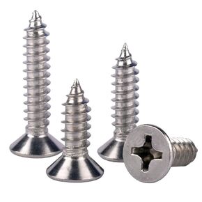 #6 x 3/8" Wood Screws Flat Countersunk Head Sheet Metal Screws Phillips Drive, 304 Stainless Steel 18-8, Self Tapping Screws, Pack of 50