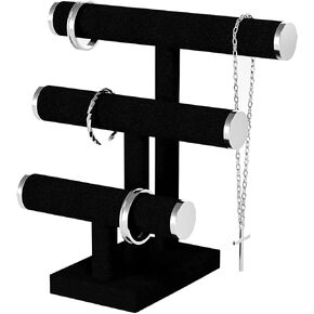 Julysky 3 Tier Bracelet Holder,Bracelet Display Stand with Metal Cap Velvet Jewelry Display Stand Bangle Scrunchie Watch Organizer