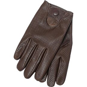 Riparo Motorsports Men's Genuine Leather Mesh Perforated Summer Driving Motorcycle Gloves