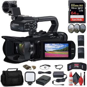 Canon XA65 Professional UHD 4K Camcorder (5732C002) + 64GB Card + BP828 Battery + BP820 Charger + Filter Kit + Bag + LED Light + Card Reader + HDMI Cable + Memory Wallet + Cap Keeper + More (Renewed)