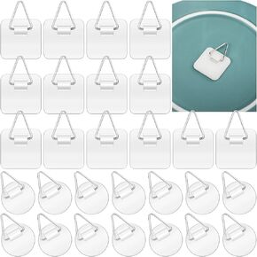 60 Pieces Invisible Adhesive Plate Hanger Plastic Adhesive Picture Hangers Without Nails Adhesive Vertical Plate Holders Sticky Hangers for Plate Photo Picture Frame Wall Art Decoration