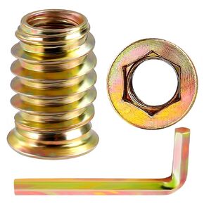 M8 x 20mm Threaded Inserts for Wood, Nut Inserts, Hex Drive, 30 PCS