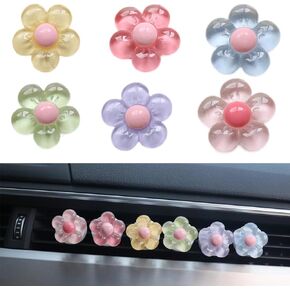 Joynaamn 6 PCS Car Accessories for Women, Flower Car Air Vent Clips Air Conditioner Outlet Decoration Car Interior Decor Charm, Assorted Color