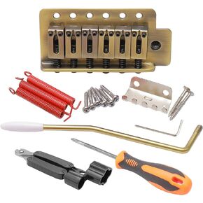 Unxuey Vintage Style Guitar Stratocaster Tremolo Bridge Vibrato Bridge Tailpiece for Fender Strat Squier Electric Guitar, Bronze Color