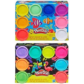 PD Play Doh 8 Pack Bundle: 8 Pack of Rainbow Compound + 8 Pack of Neon Compound
