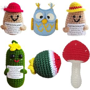 ITUOIDOU Positive Life Potato Handmade Crochet Knitted Mini Cute Interesting Emotional Support Potatoes Creative Funny Gifts Décor for Birthday Party Decoration Encouragement