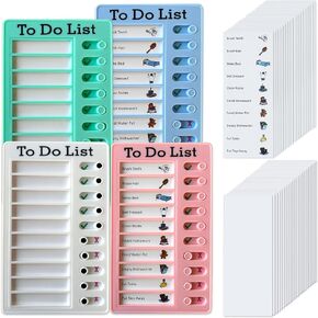2 Pcs Dry Erase Chore Chart for Kids Teens with 30 Detachable Cardstock, Checklist Board Reusable to Do List Board My Chores Slider Chart for Daily/Morning/Bedtime Routine Planning