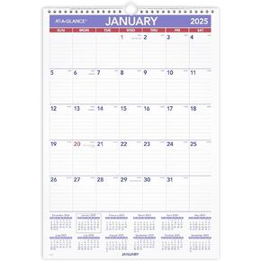 AT-A-GLANCE 2025 Wall Calendar, 12" x 17", Medium Tall (PM22825)