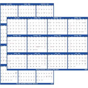 2024-2025 Dry Erase Calendar – Large Yearly Wall calendar, 38.2'' x 25.2'', 2-Side Reversible Calendar, Vertical/Horizontal, Jul 2024 – Jun 2025, 2024-2025 Wall Calendar with Notes, Stickers – Blue