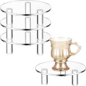 Memorywuu 3 Pcs Mini Acrylic Display Riser Round Jewelry Display Stands Clear Pedestal Stand Round Ring Display Rack for Home Watch Earrings Figurines Collectibles Rocks Crystals Table Decor Organizer