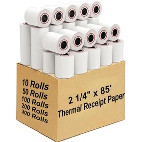 2 1/4" x 85' Thermal Paper, Receipt Paper Rolls, Thermal Cash Register POS Paper fit All POS/Cash Registers, BPA Free (50 Rolls)