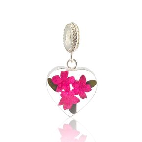Silver Charm with Natural Real Flowers, TAMI HANDCRAFTS