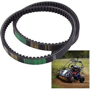 Go Kart Drive Belt, Pack of 2 Rubber Engine Drive Belt Clutch Belt Replacement Fit For Hammerhead 80T and TrailMaster Mid XRX Go Karts with a 6.5hp Engine, 9.110.018-9.100.018-725, Black