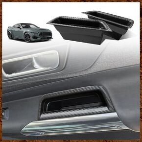 Muslogy for 2024 Mustang Door Handle Storage Box 2PCS Door Pocket Insert Organizer Interior Accessories Armrest Phone Container ABS Tray Compatible with Ford Mustang 2024