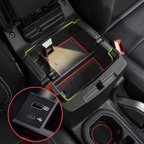 DrCarNow Upgrade Center Console Organizer Tray with USB Power Port for Jeep Wrangler JL/JLU 2018-2023 2024, for Gladiator JT Truck 2020-2023 Insert Armrest Tray Accessories in Saudi Arabia
