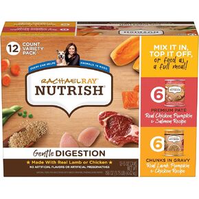 Nutrish Rachael Ray Wet Dog Food, Gentle Digestion Variety Pack, 13 oz. Cans (Pack of 12)