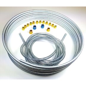 The Stop Shop Brake Line Kit - 25' of 1/4" Coil/Roll with Fittings and 8' of Spring Guard