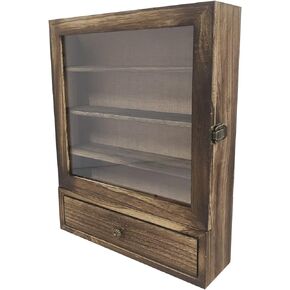 LITAITAI 11 x 14inch Shadow Box Frame with 1 Drawer 3 Removable Shelfs–Wooden Acrylic Display Cases, for Wall Mount and Tabletop Display Picture Flower Keepsake (Carbon,11x14inch)