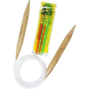 KnitPal 60-inch (150cm) Jumbo Wooden Circular Knitting Needles with Bonus EBOOK, Natural Wood Chunky Needle for Chunky Yarn, US Size 19 (15mm)