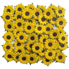 Sunflowers Mulberry Paper 1.25 x 1.25 inches 2 Layers Flower 50 Pcs Best for Scrapbooking Creative Craft Projects Mulberry Paper Flowers (Yellow)