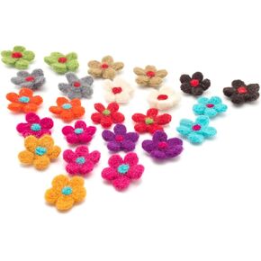 GLACIART ONE Daisy Flower Felted Wool for Crafts - 24 pcs | Craft Daisies for DIY Holiday Ornaments, Baby Mobile, Floral Garland | Flower Appliques for Ornaments, Clothes or Scrapbook Embellishments