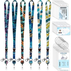 6 Pack Lanyards for Cruise Ship Cards, Cruise Lanyard with Waterproof Card Holder Cruise Luggage Tags Retractable Badge Reels for Cruises Ships Key Cards Essentials