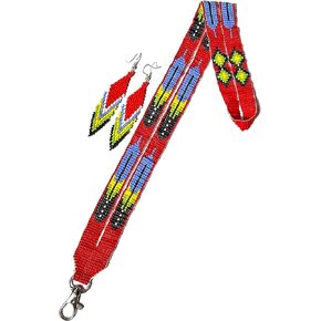 Weavish beaded lanyard with matching Earrings,Native American style Lanyard, beaded badge holder,ID card holder(ID-456)