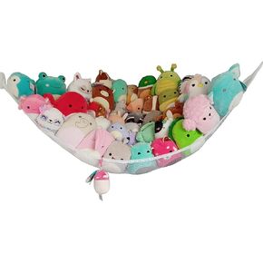 Powkoo Toy Hammock Stuffed Animals Storage Hammock Stuffie Squishmallows Party Hammock Toy Organizers Collection | Size:72" x 48" x 48" (White) in Kuwait
