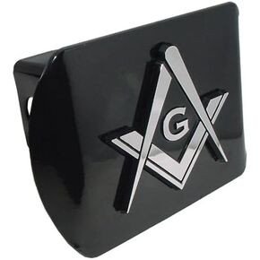 Elektroplate Mason Square Compass Black with Chrome Plated Metal Masonic Lodge Freemason Fraternal Auto Car Truck Trailer Hitch Cover Fits 2 Inch Receiver