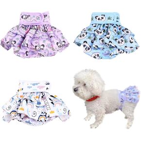 Reusable Dog Diapers Female Washable, Leak-Proof Doggie Diapers for Heat Nappies, Period, Incontinence and Puppy Training-Pack of 3 (X-Small)