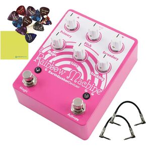 EarthQuaker Devices Rainbow Machine® Polyphonic Pitch Mesmerizer Bundle w/2x Strukture S6P48 Woven Right Angle Patch Cables, 12x Guitar Picks and Liquid Audio Polishing Cloth