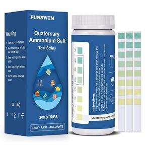 Quaternary Ammonium Test Quat Test Strips: 200 Strips Quaternary Test Strips - Testing Range 0-500ppm for Food Service