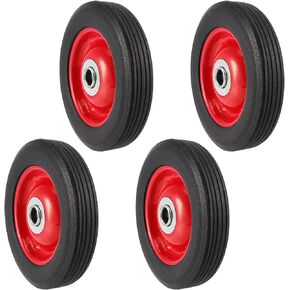 SHEUTSAN 4 Packs 6 x 1.2 Inch Solid Rubber Wheels, Hand Truck Replacement Tire with Ball Bearing, 1.25 Inches Offset Hub and 5/8 Inch Axle Diameter, 350 lbs Load Capacity