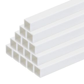 MECCANIXITY 15pcs 10" Plastic Model Tube ABS Square Tube 0.39"x0.39" White Easy Processing for Architectural Model Making DIY