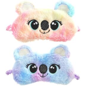 Kids Eye Mask for Sleeping, 2 Pieces Cute Soft Plush Unicorn Sleep Eye Cover for Women Toddler, Funny Animal Eye Blindfold Sleep Eye Cover Shade for Kids Girls Car Travel